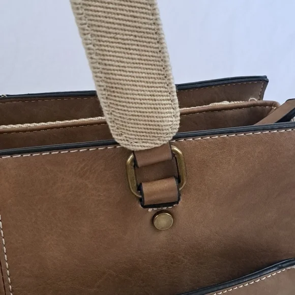 Simply Noelle Camel Brown Vegan Leather and Canvas - Picture 4 of 16